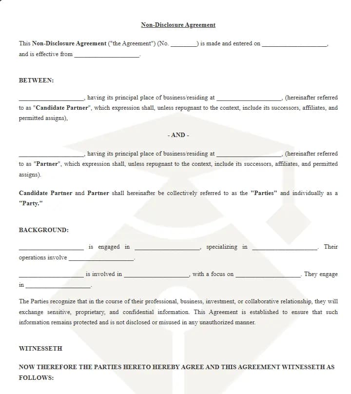Purchase or Sale Non-Disclosure Agreement
