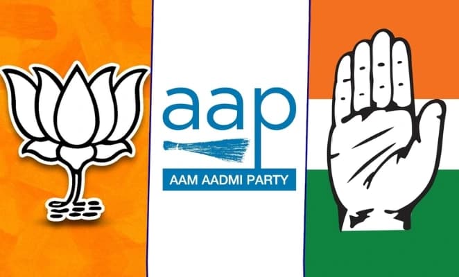 BJP Vs AAP Vs Congress in Delhi