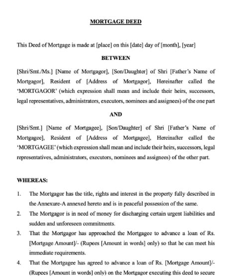 Download Mortgage Deed Format PDF